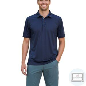 Maelreg Mens Performance Polo Golf Shirt Blue Solid Jersey Short Sleeve Size 2XL